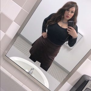 Brown Faux Suede Mini Skirt